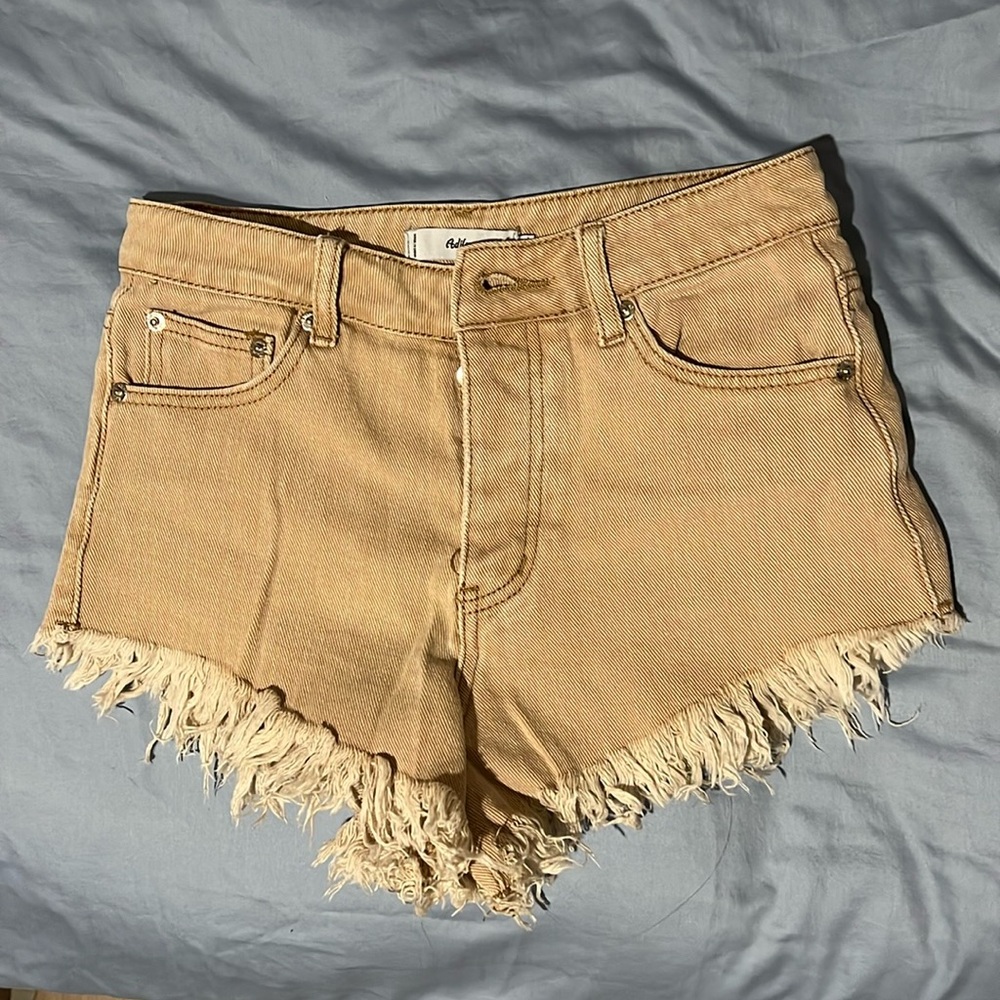 adika tan/khaki-colored denim shorts